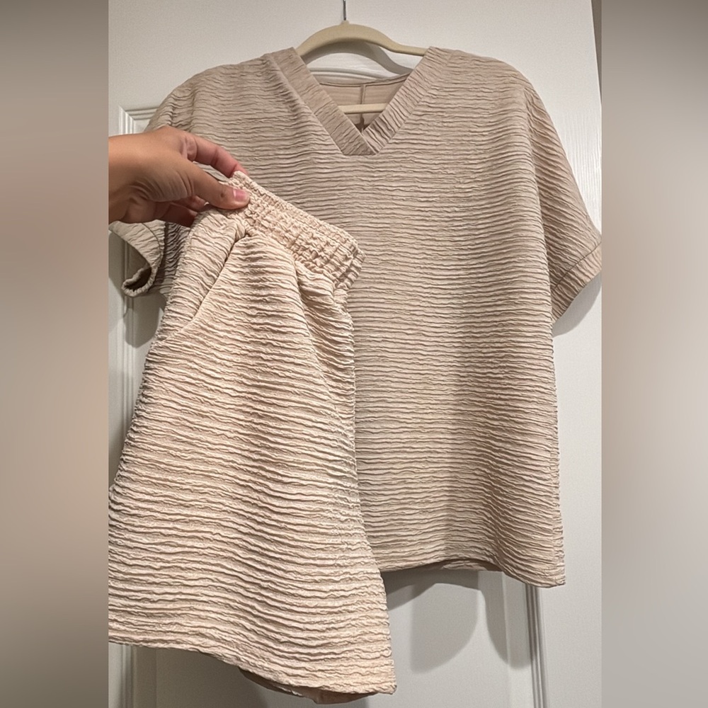 Women's Beige Tan Shirt/Shorts Set